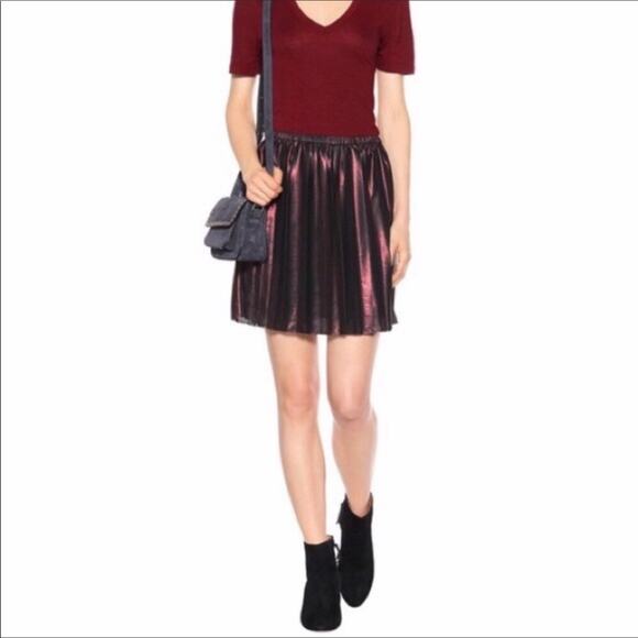Isabel Marant NWT Circle Skirt Pleated Metallic Red Copper Mini Copper Runway - Picture 9 of 11